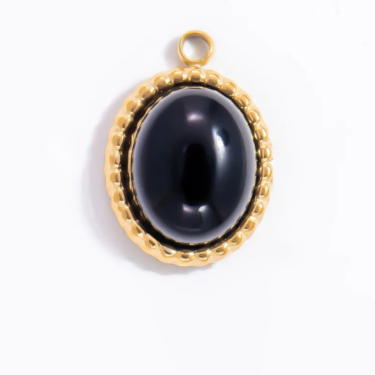 Midnight Elegance – Ovaler Anhänger in Schwarz & Gold