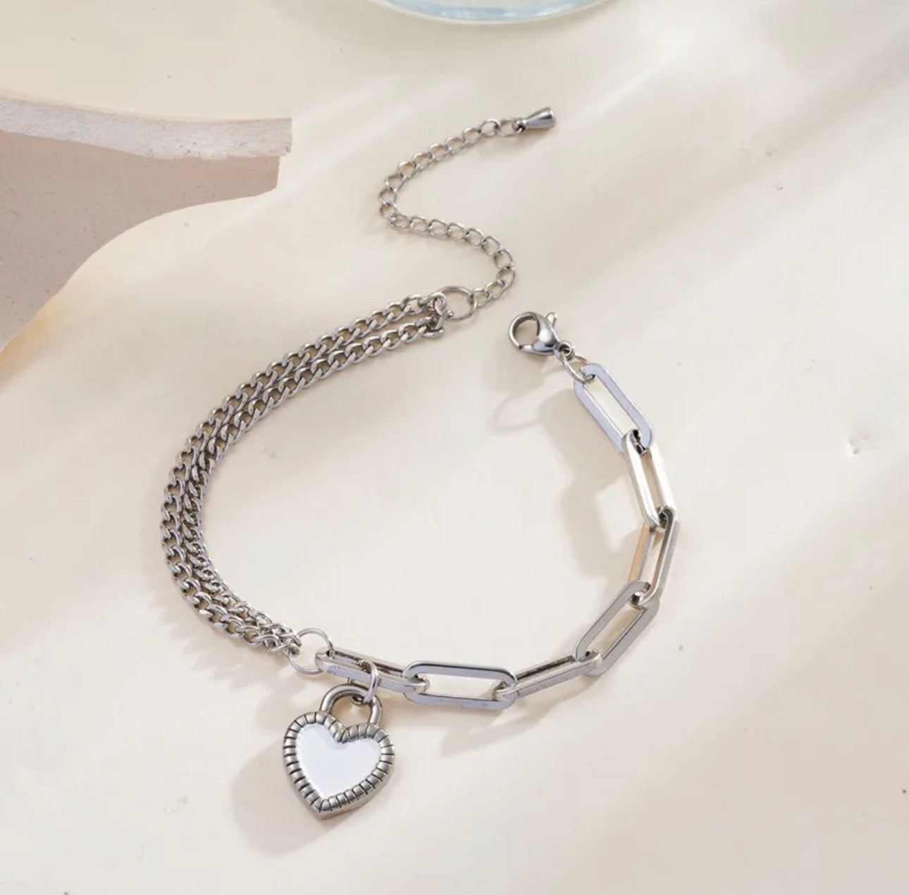 Double Heart Chain Bracelet – Edelstahl Armband mit Herzanhänger