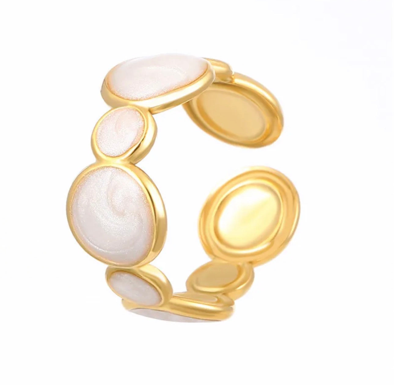 Luna Pearl Glow – Verstellbarer Edelstahlring mit schimmerndem Perlmutt-Finish