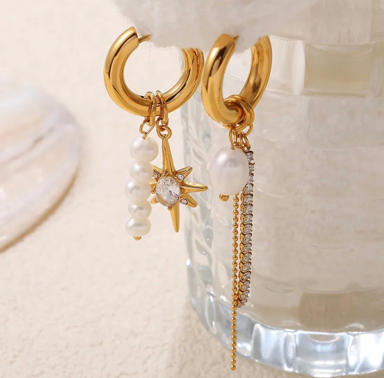 Celestial Pearl Glow – Edelstahl-Ohrringe mit Perlen & Zirkonia