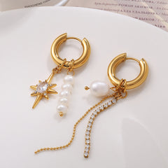Celestial Pearl Glow – Edelstahl-Ohrringe mit Perlen & Zirkonia
