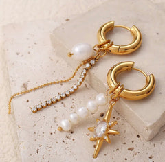 Celestial Pearl Glow – Edelstahl-Ohrringe mit Perlen & Zirkonia