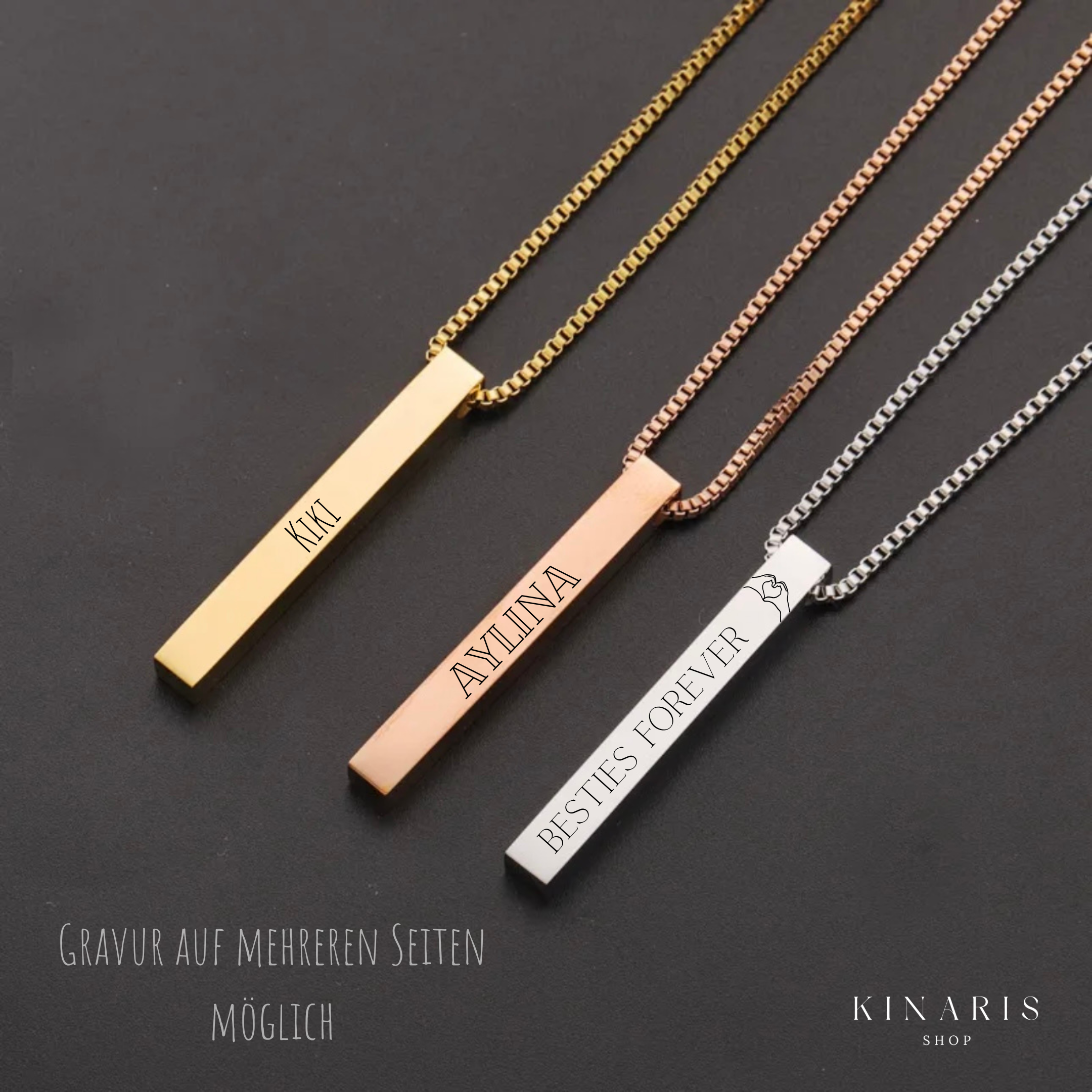 GRAVIA | Personalisierte Gravur-Bar Kette aus Edelstahl 316L