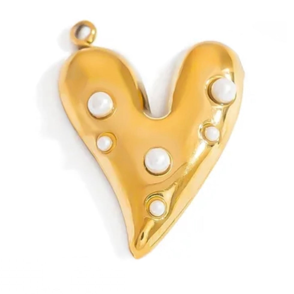 Pearl Heart – Herz Anhänger mit Perlen | Eleganter Edelstahl Charm in Gold