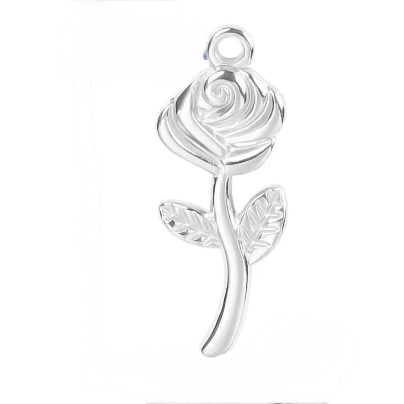 Wild Bloom – Floraler Rosen-Charm aus Edelstahl (Silber)
