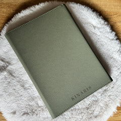 Personalisiertes A5 Ringbuch aus PU Leder | grau