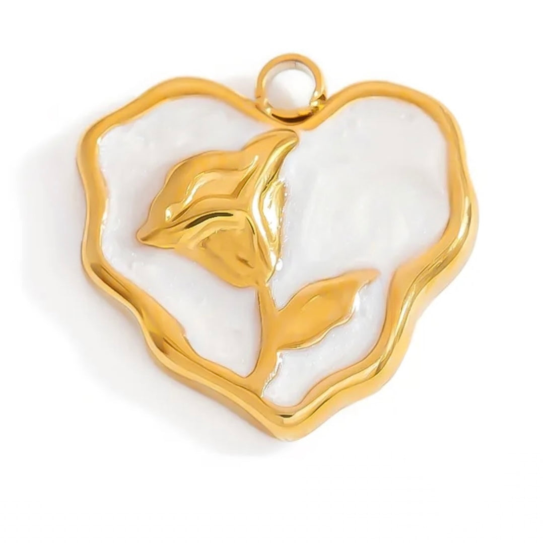 Rose Heart – Herz Anhänger mit Rose | Symbolträchtiger Schmuck Charm