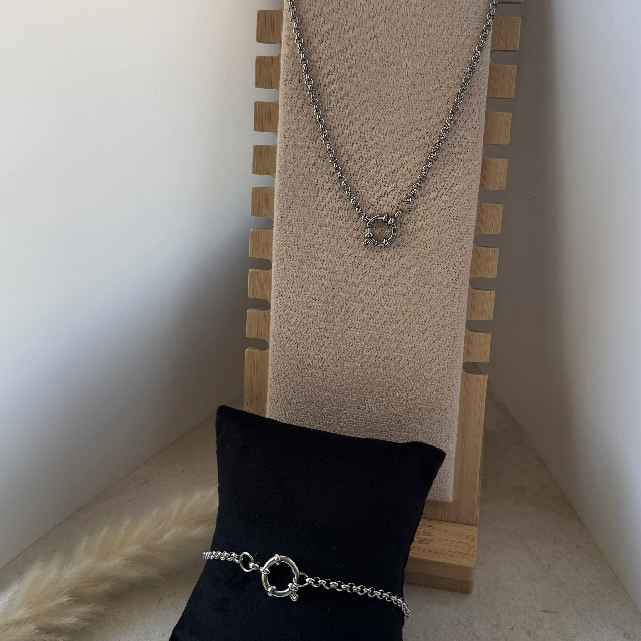 Delicate Shine Set – Feine Charm-Basis aus Edelstahl | Kette & Armband | Silber