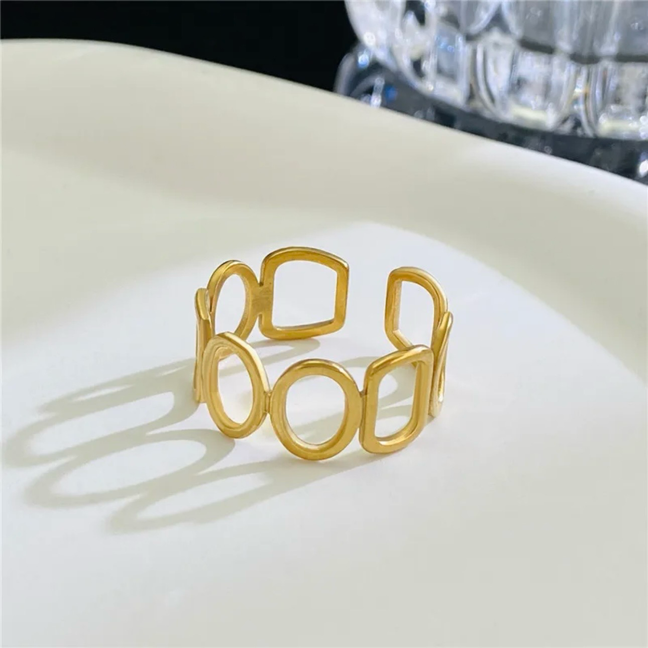 Golden Geo Shapes – Edelstahl Ring goldfarben
