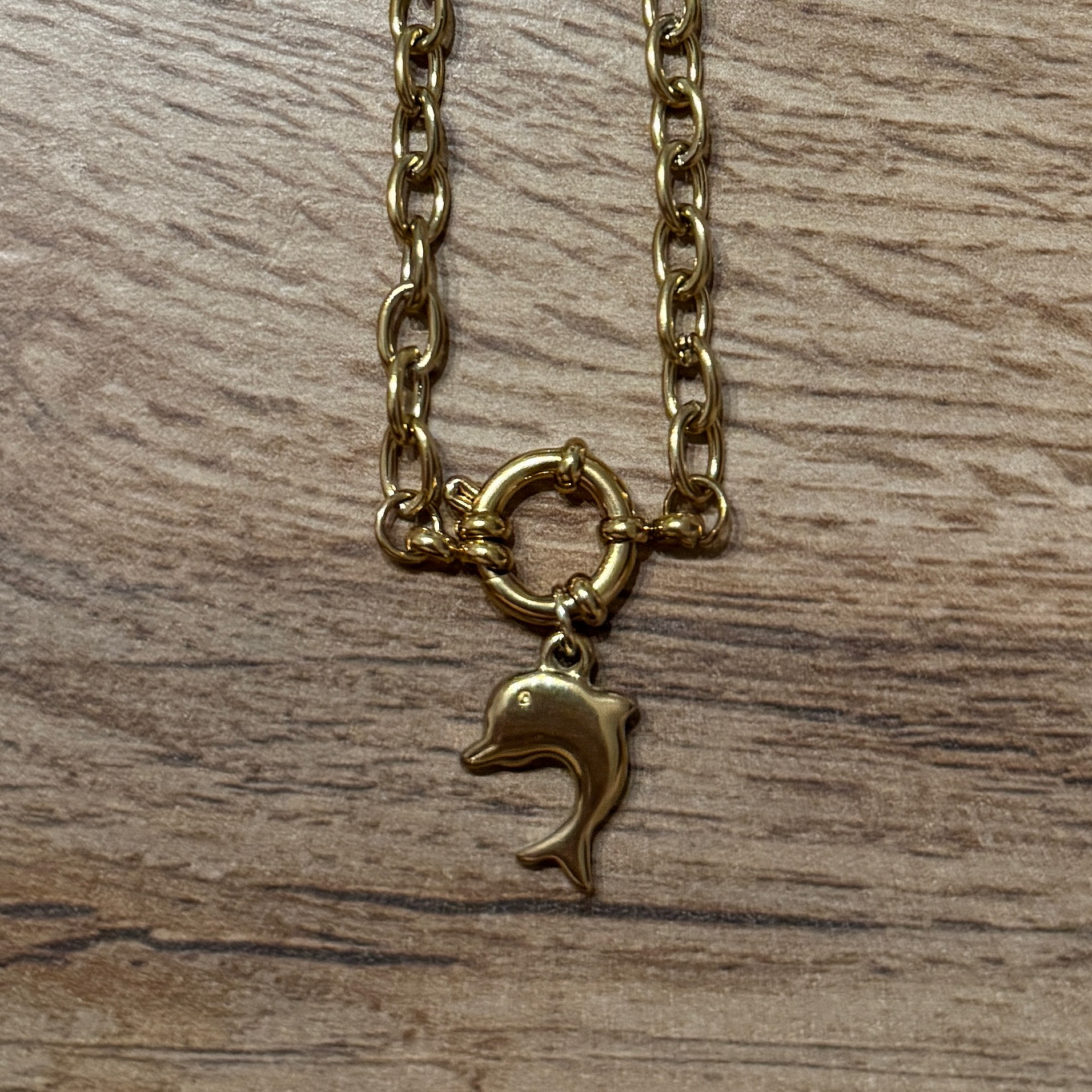 Golden Dolphin – Edelstahl Charm-Anhänger