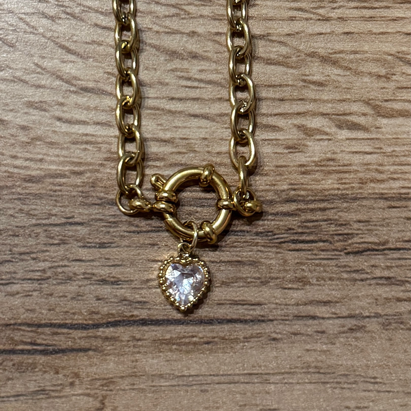 Sparkle Heart – Charm-Anhänger aus Edelstahl mit Zirkonia-Herz | Gold