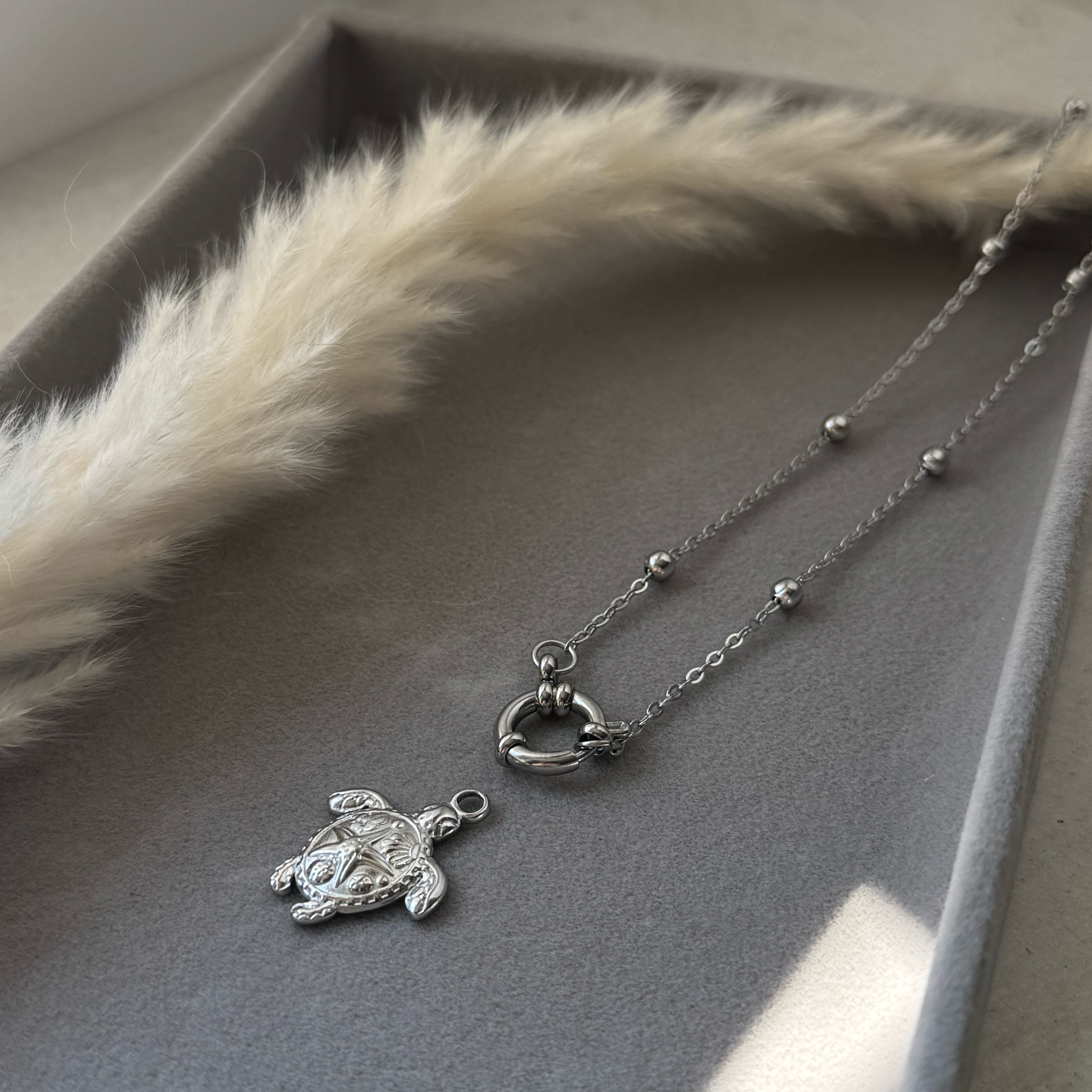 Turtle Flow – Schildkröten-Anhänger aus Edelstahl | Silber