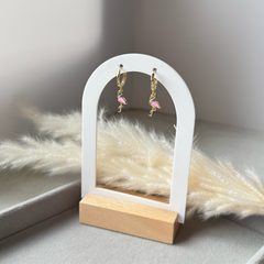 Pink Paradise – Goldene Flamingo Creolen