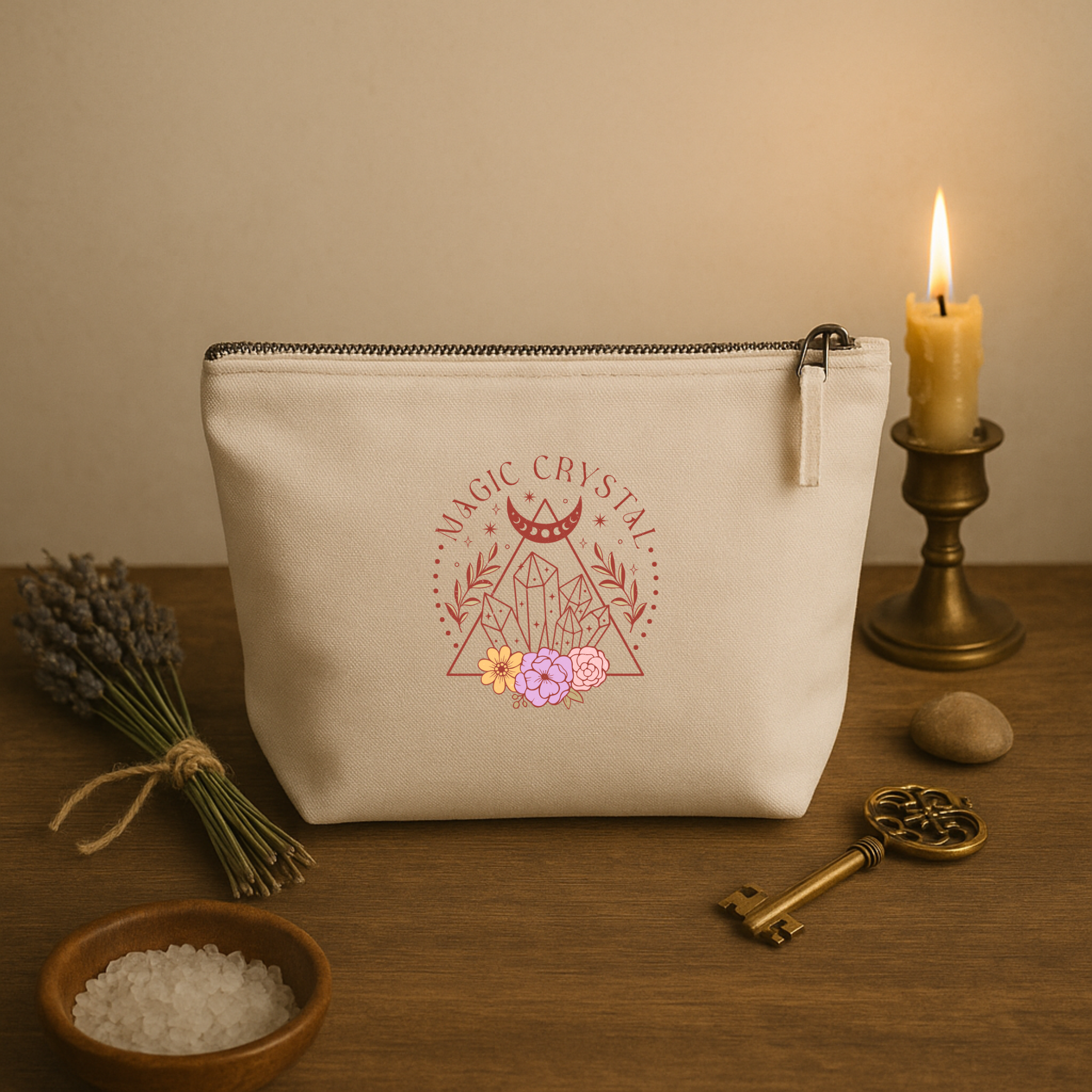 Magic Crystal – Kosmetiktasche mit Kristall-Motiv & Mondsichel