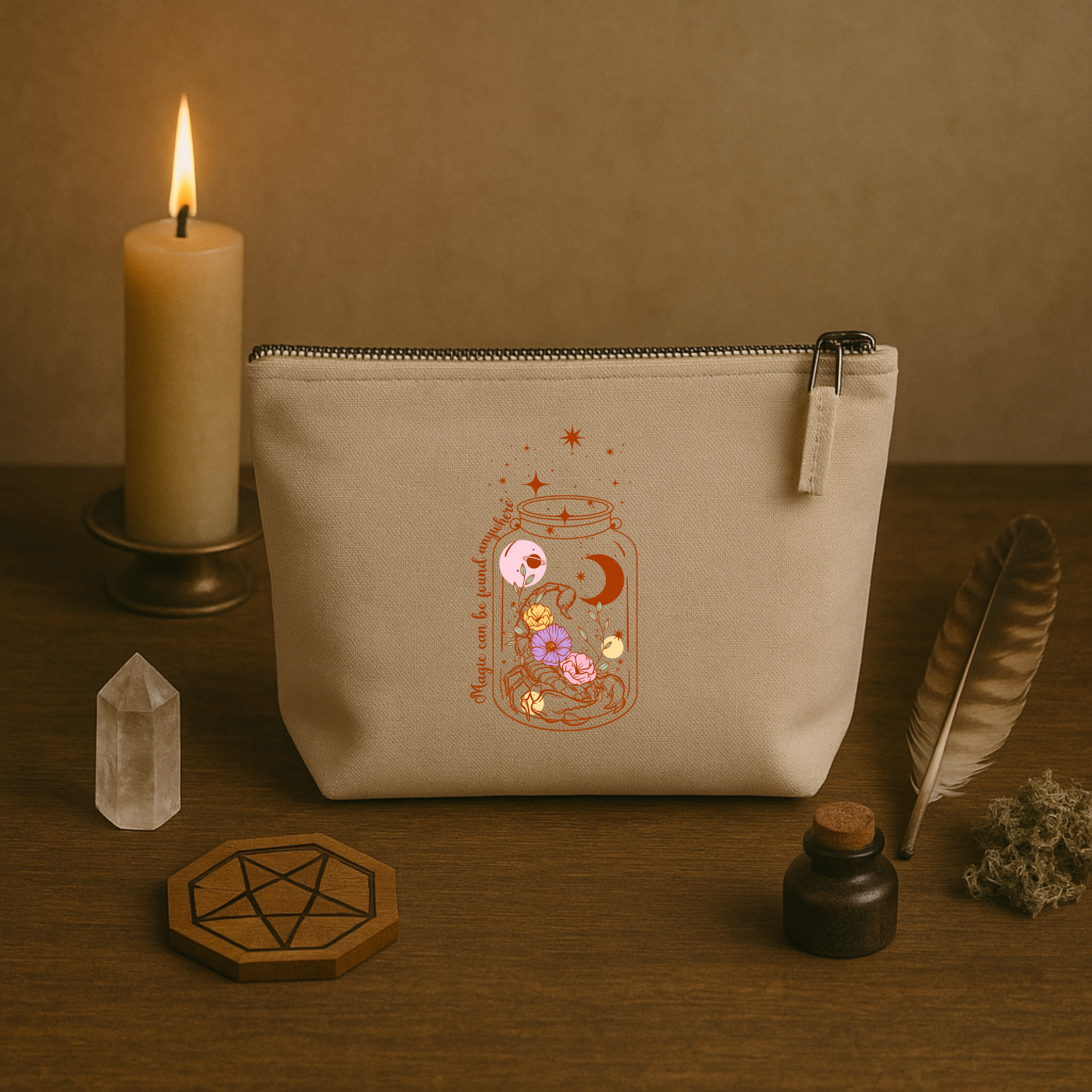 Magic in a Jar – Kosmetiktasche mit Zauberglas & Spruch
