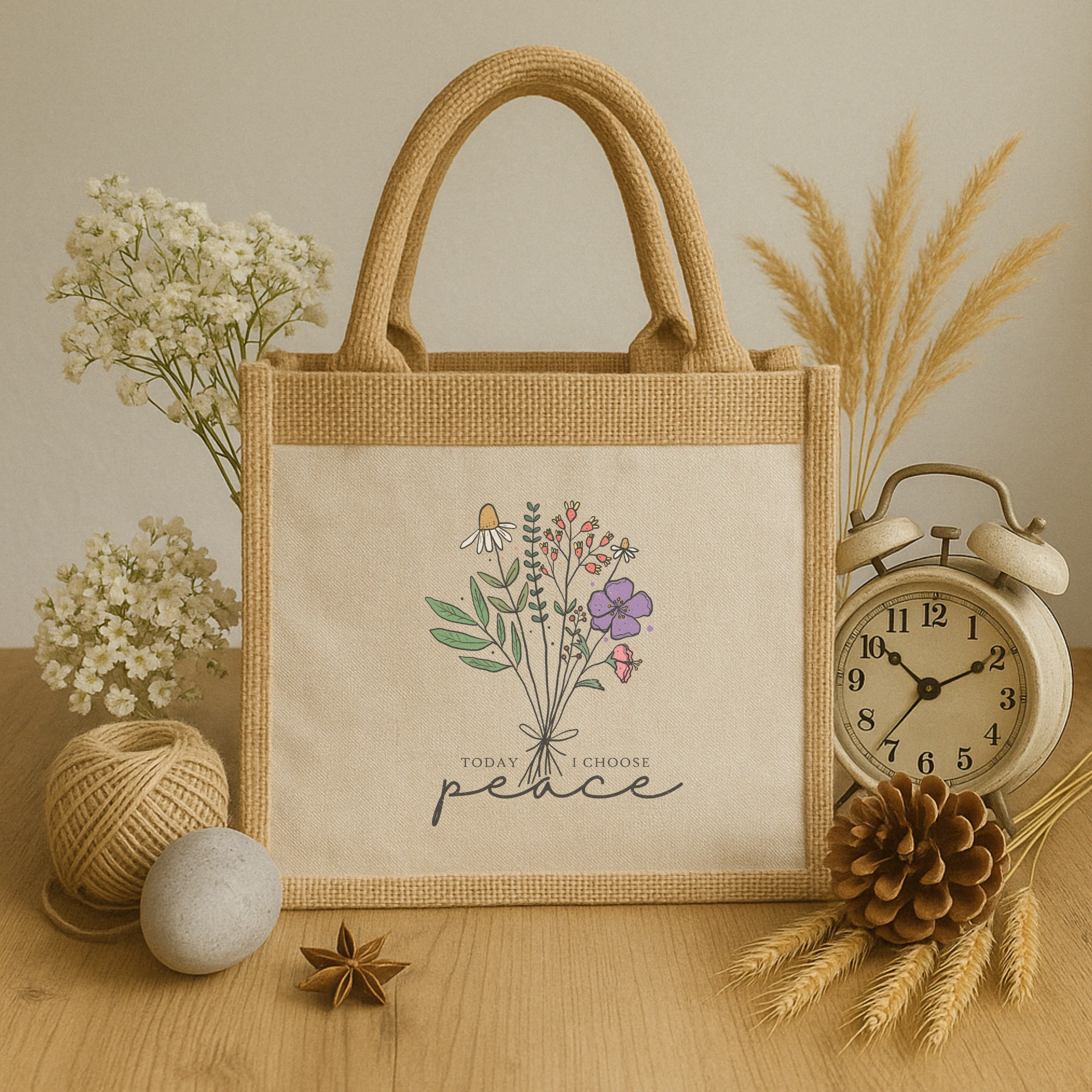 Today I choose peace – Stylische Jutetasche