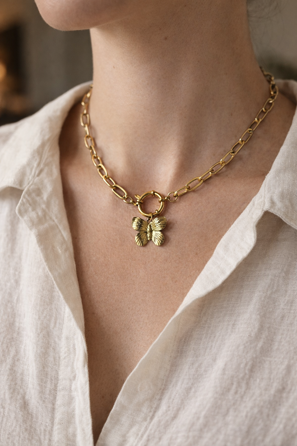 Golden Butterfly – Schmetterling Anhänger aus Edelstahl